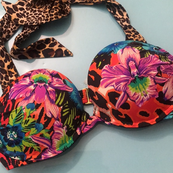 Victorias Secret Bikini Top 32B Bombshell Adds 2 Cups Floral Leopard